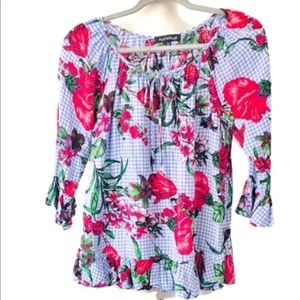 Ruffled Boho/Peasant Blouse by Aura Blue